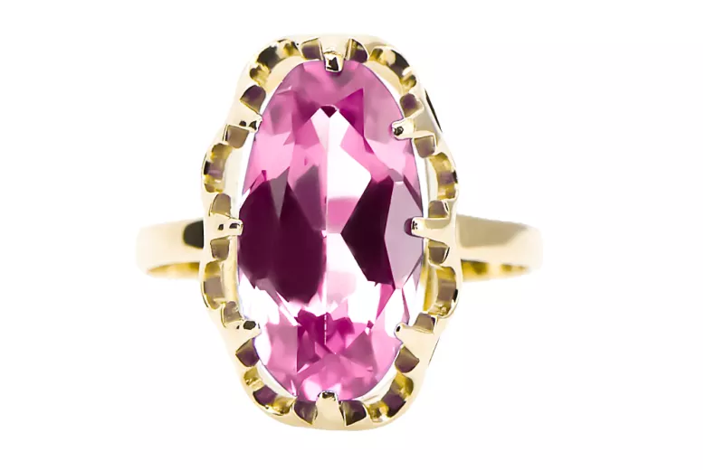 Аметист 14-кв Желтое золото Кольцо Винтаж vrc253y